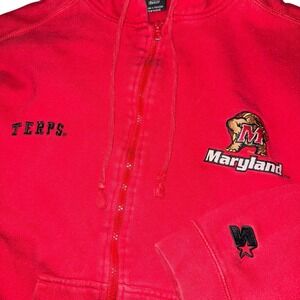 Vintage‎ STARTER Maryland Terrapins Hoodie Medium Full Zip Sweater Embroidered